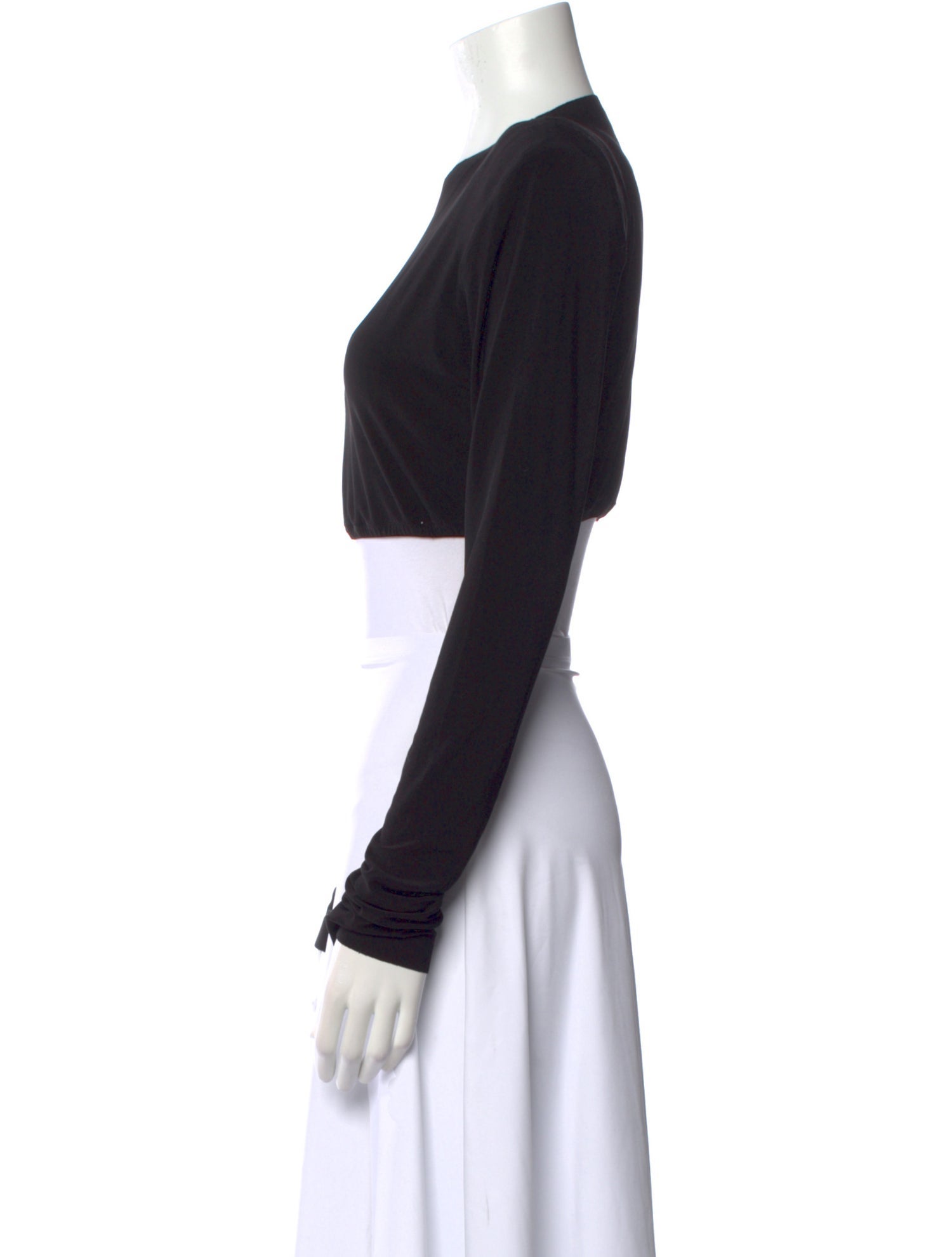 Norma Kamali Crew Neck Long Sleeve Crop Top