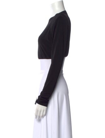 Norma Kamali Crew Neck Long Sleeve Crop Top