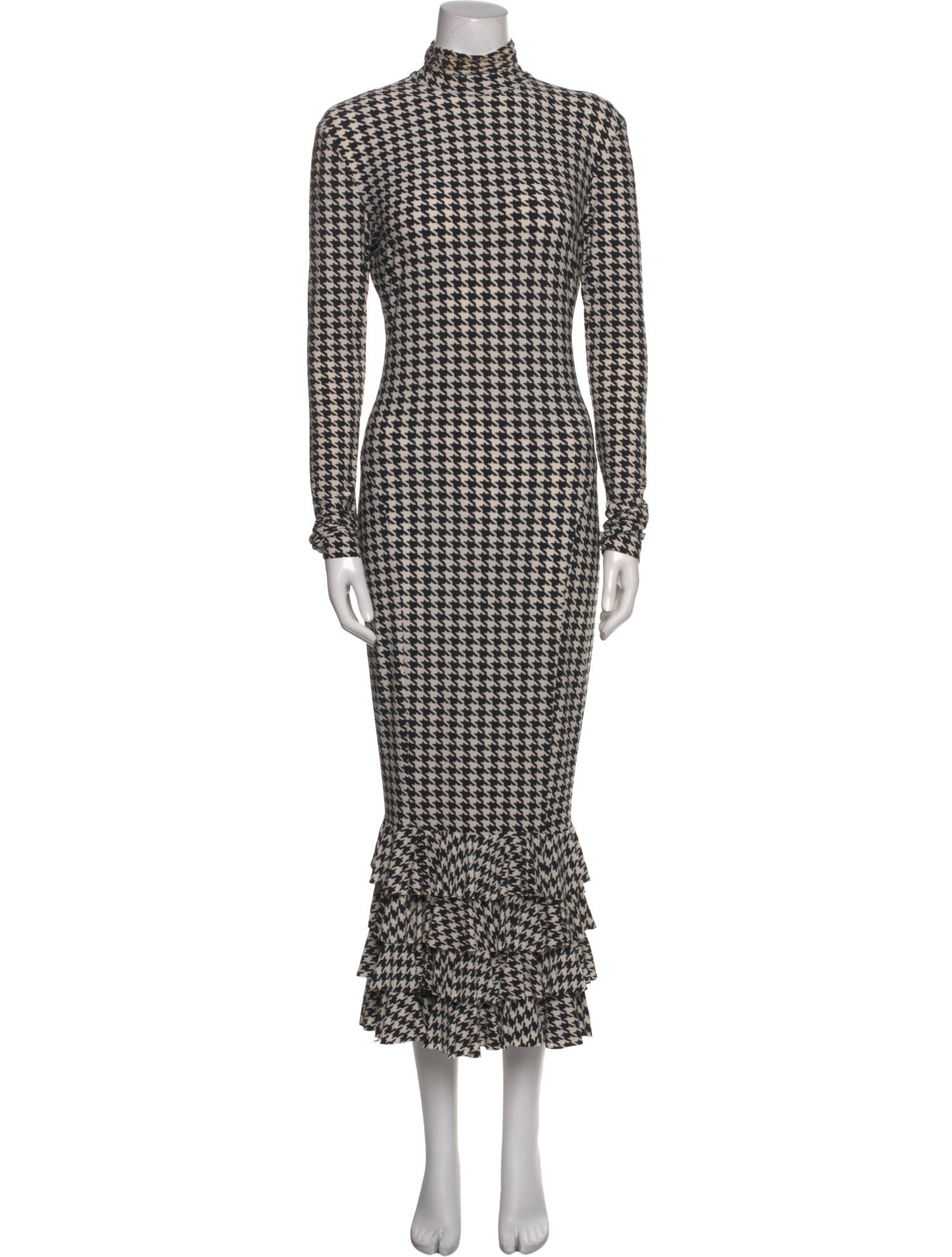 Norma Kamali Houndstooth Print Long Dress
