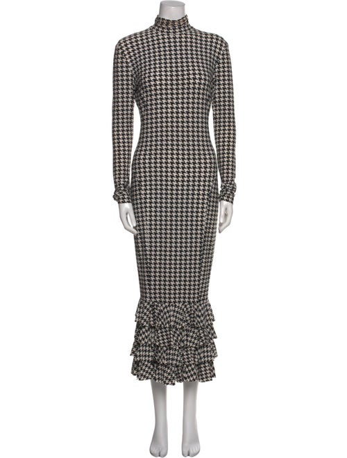 Norma Kamali Houndstooth Print Long Dress