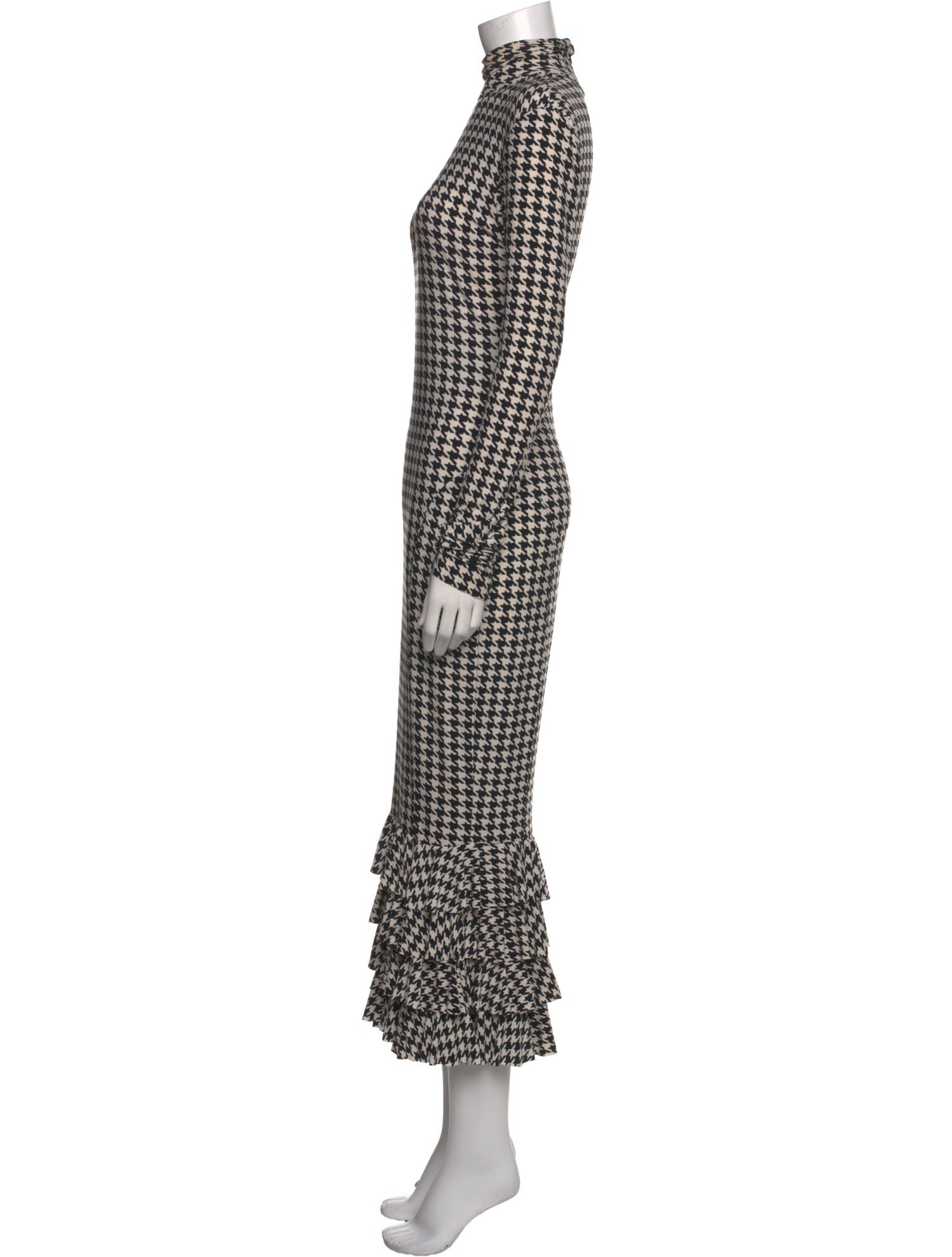Norma Kamali Houndstooth Print Long Dress