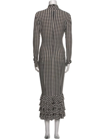 Norma Kamali Houndstooth Print Long Dress