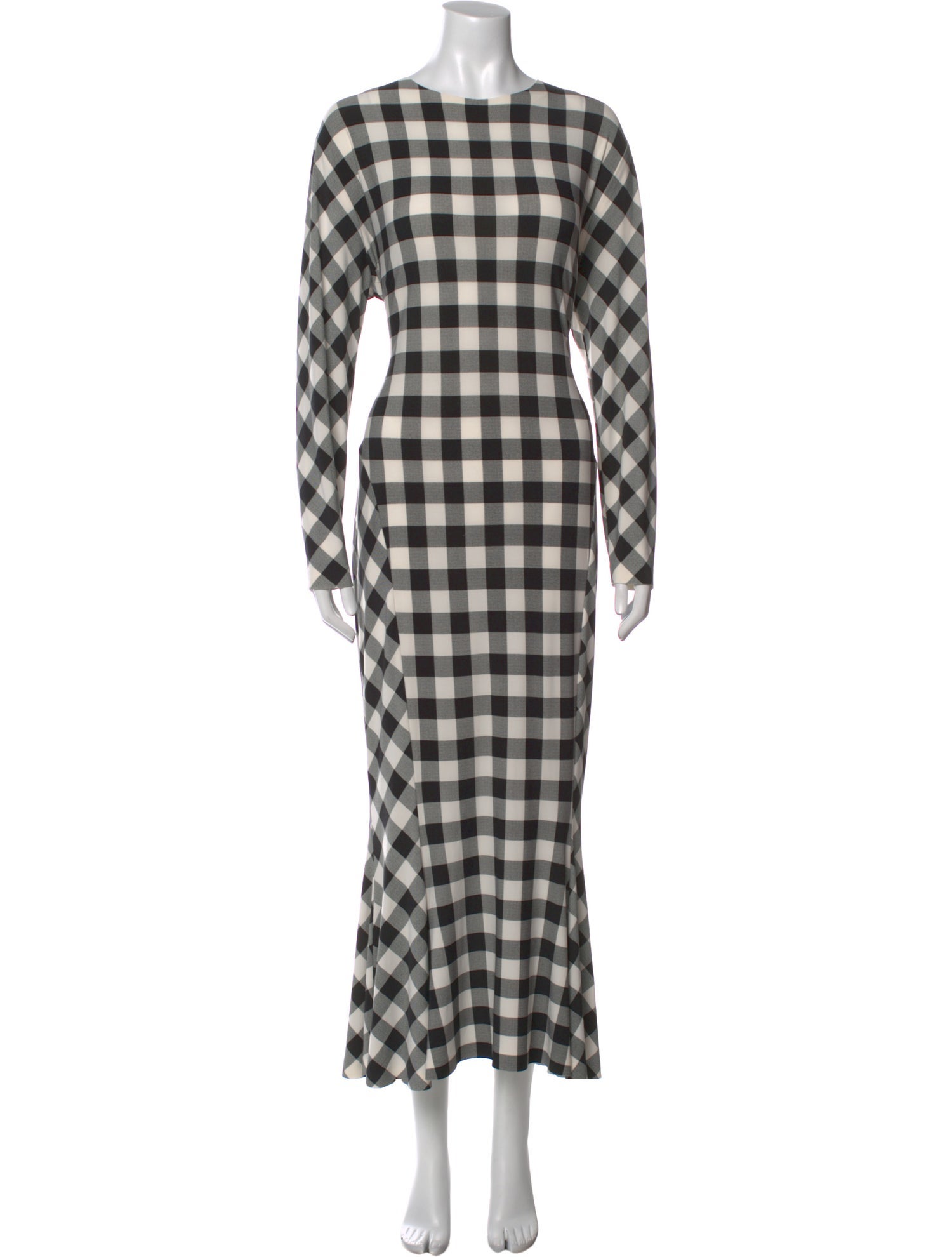 Norma Kamali Plaid Print Long Dress