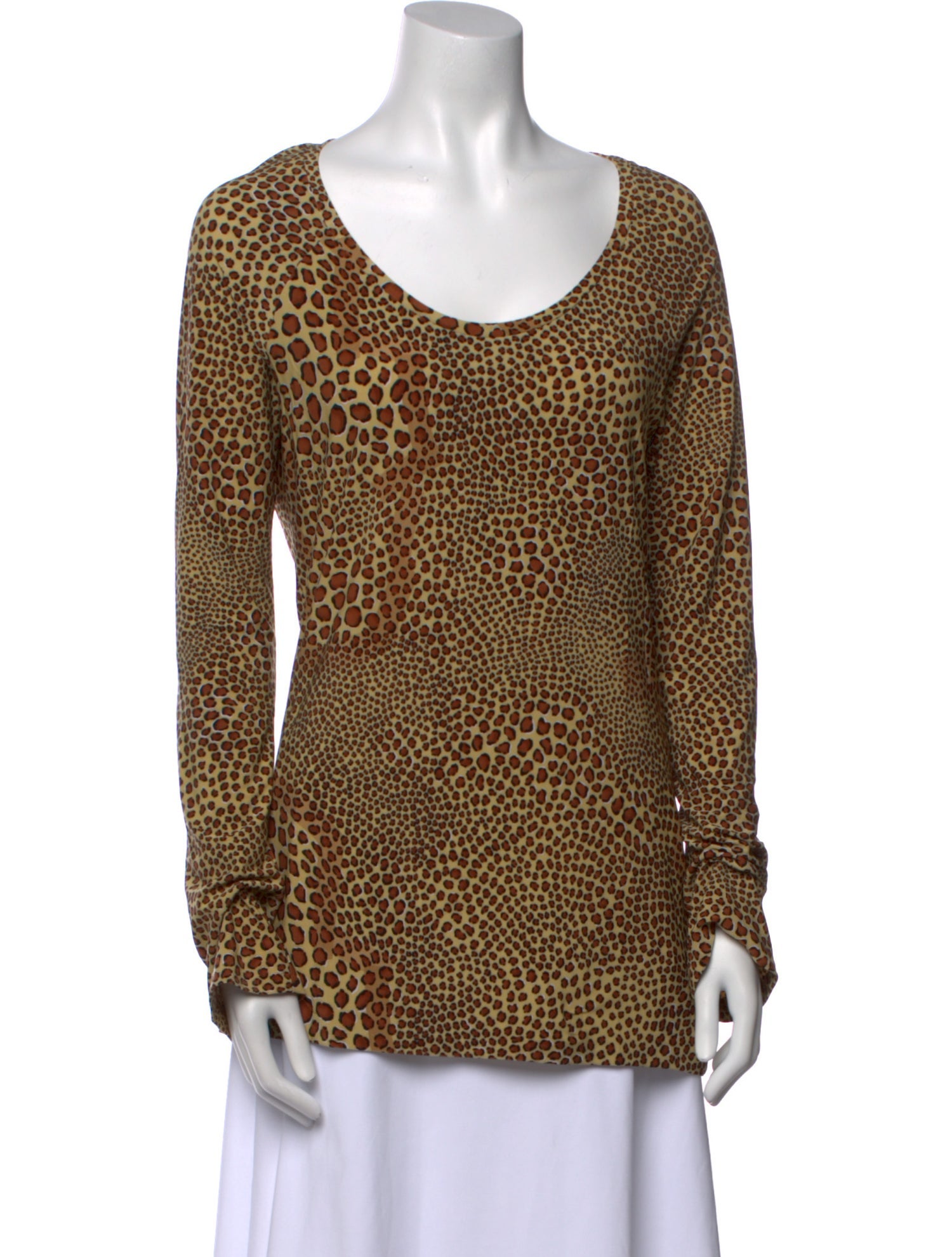 Norma Kamali Animal Print Scoop Neck Top