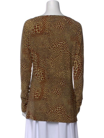 Norma Kamali Animal Print Scoop Neck Top