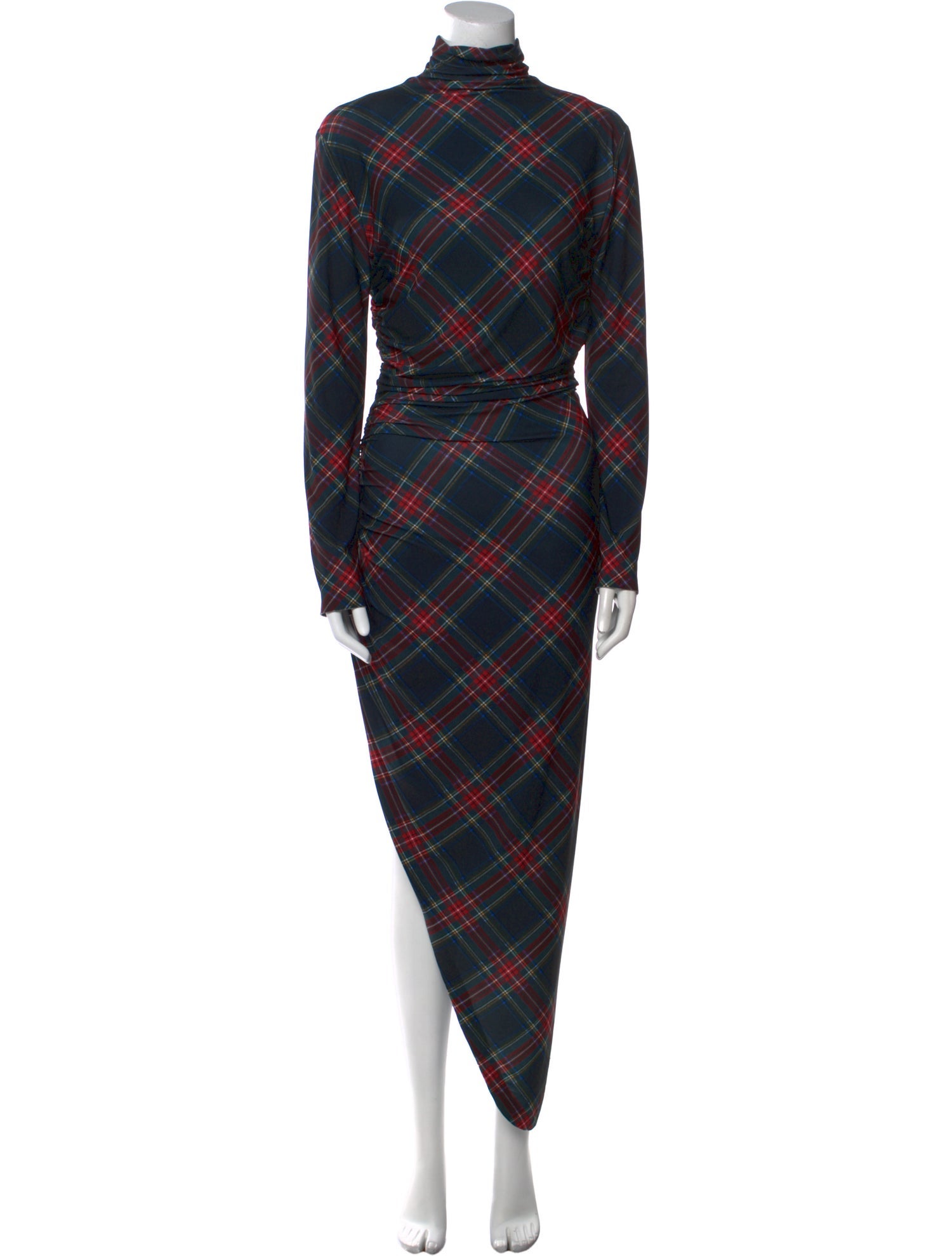 Norma Kamali Plaid Print Long Dress