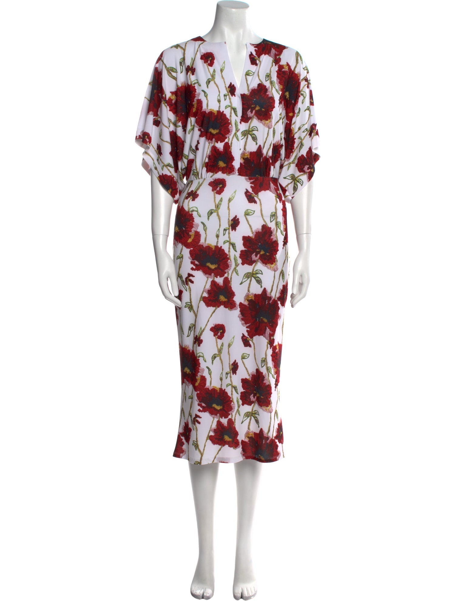 Norma Kamali Floral Print Midi Length Dress