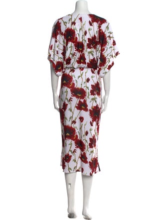 Norma Kamali Floral Print Midi Length Dress
