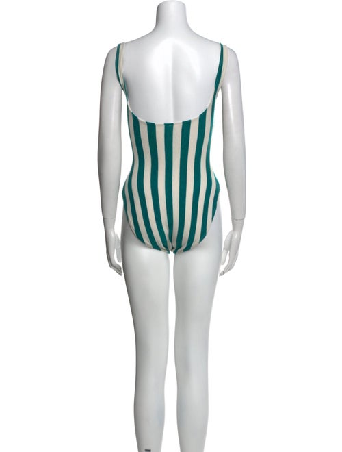 Norma Kamali Striped Scoop Neck Bodysuit