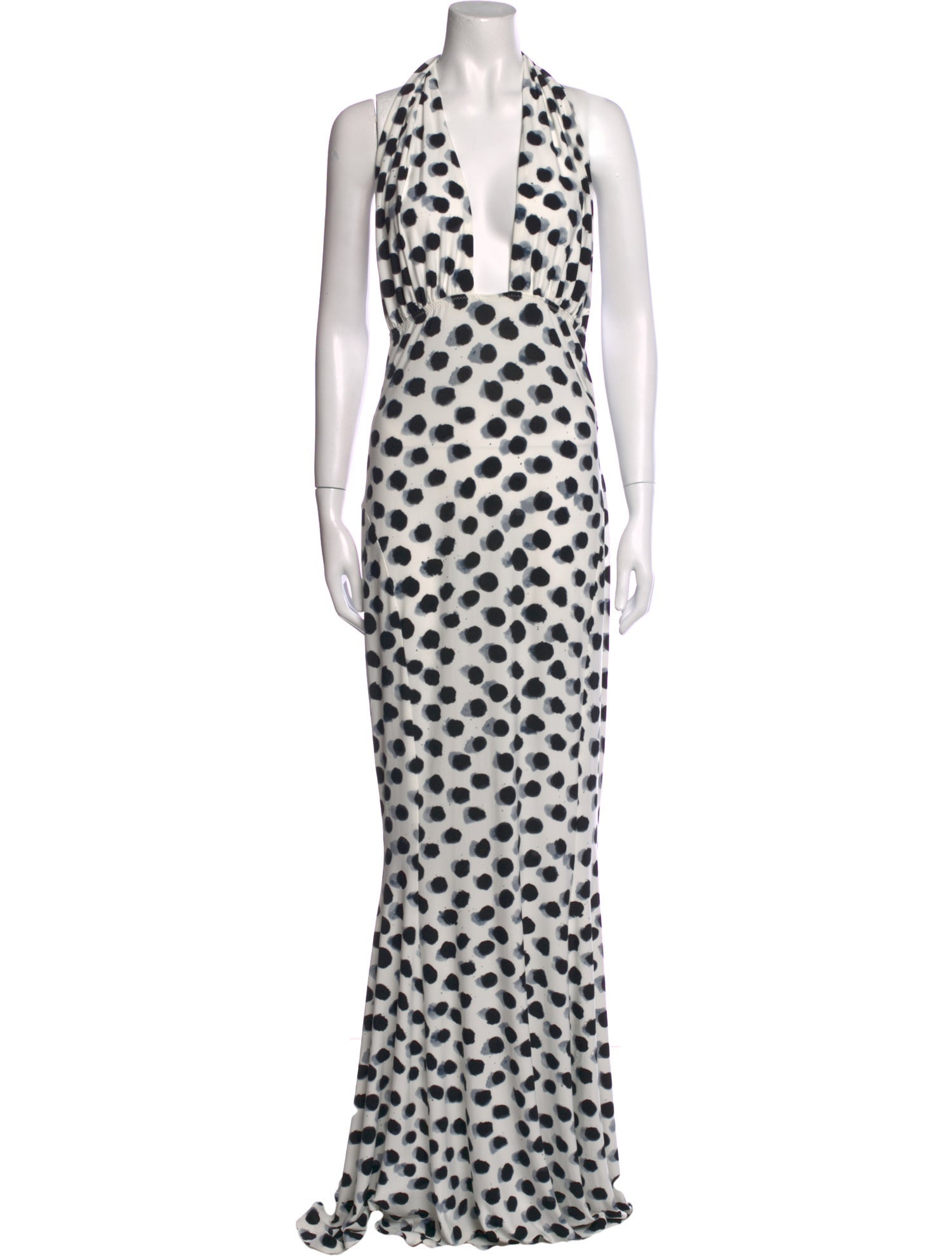 Norma Kamali Polka Dot Print Long Dress