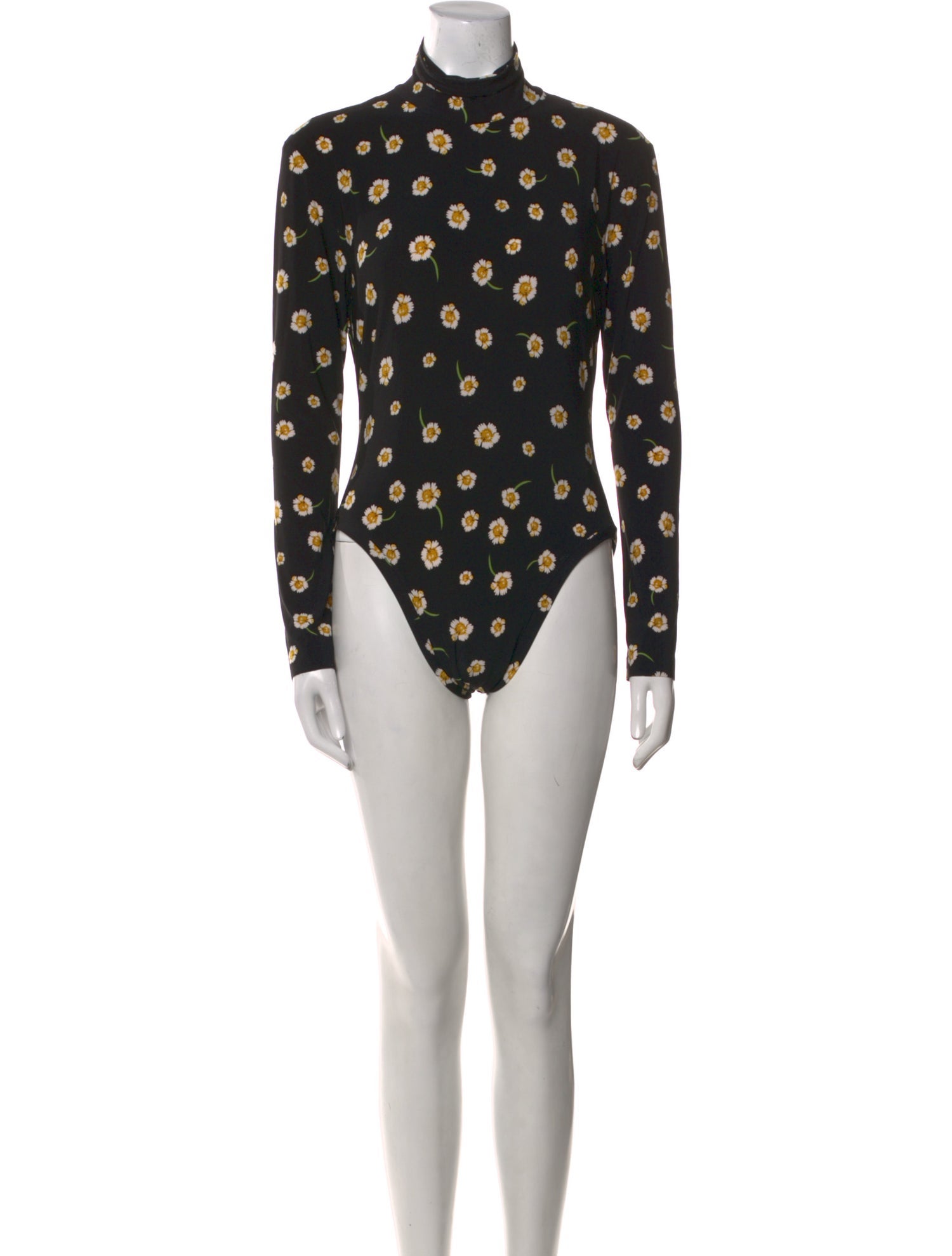 Norma Kamali Floral Print Mock Neck Bodysuit