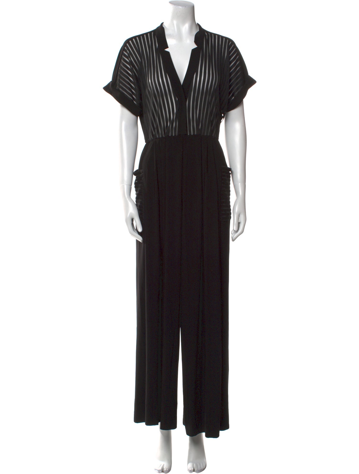 Norma Kamali Striped V-Neck Jumpsuit