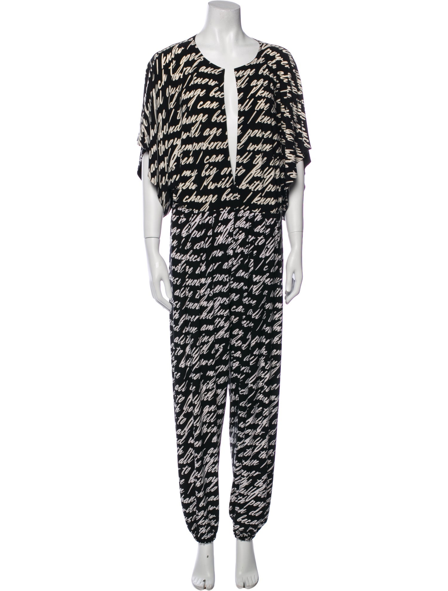 Norma Kamali Printed Plunge Neckline Jumpsuit