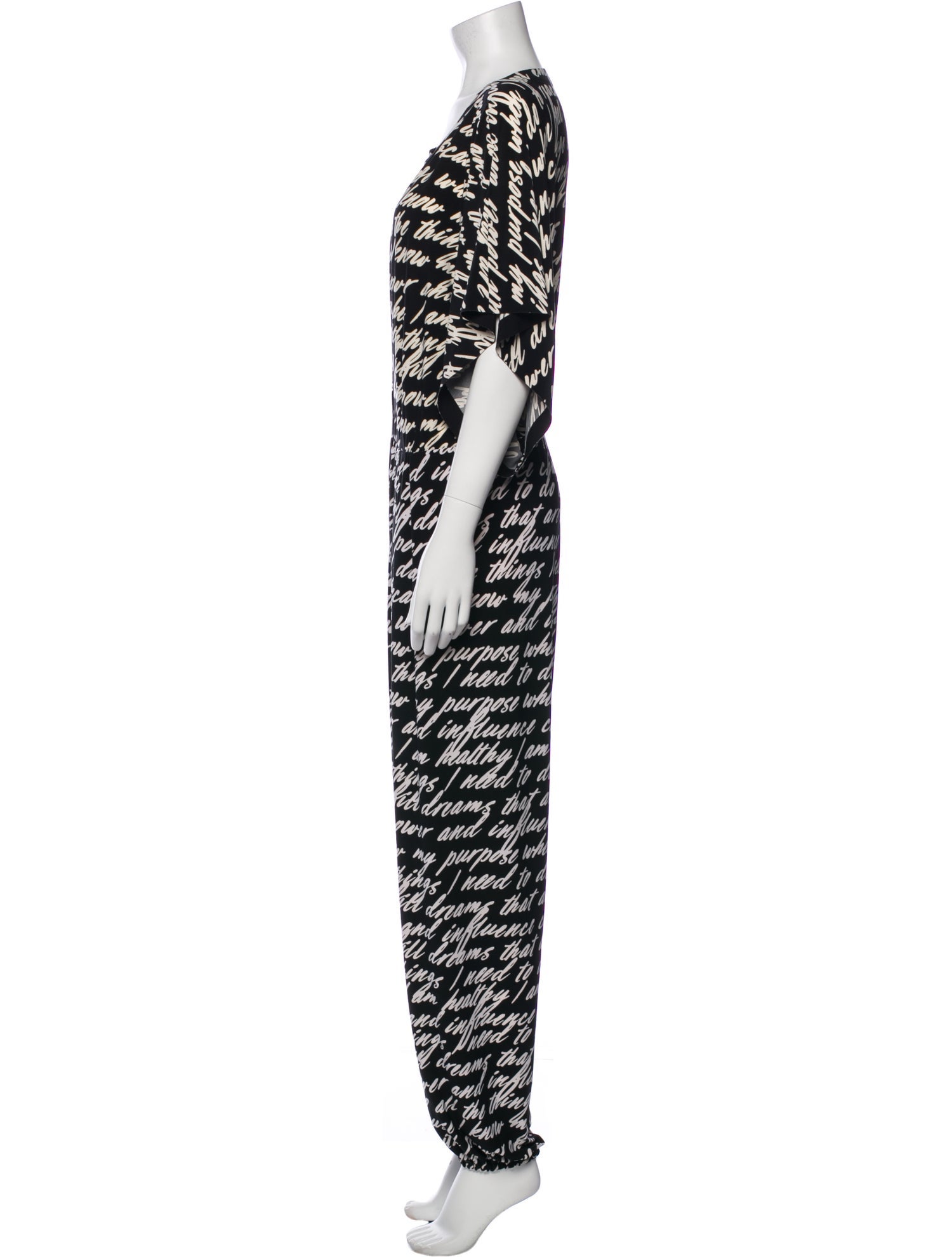 Norma Kamali Printed Plunge Neckline Jumpsuit
