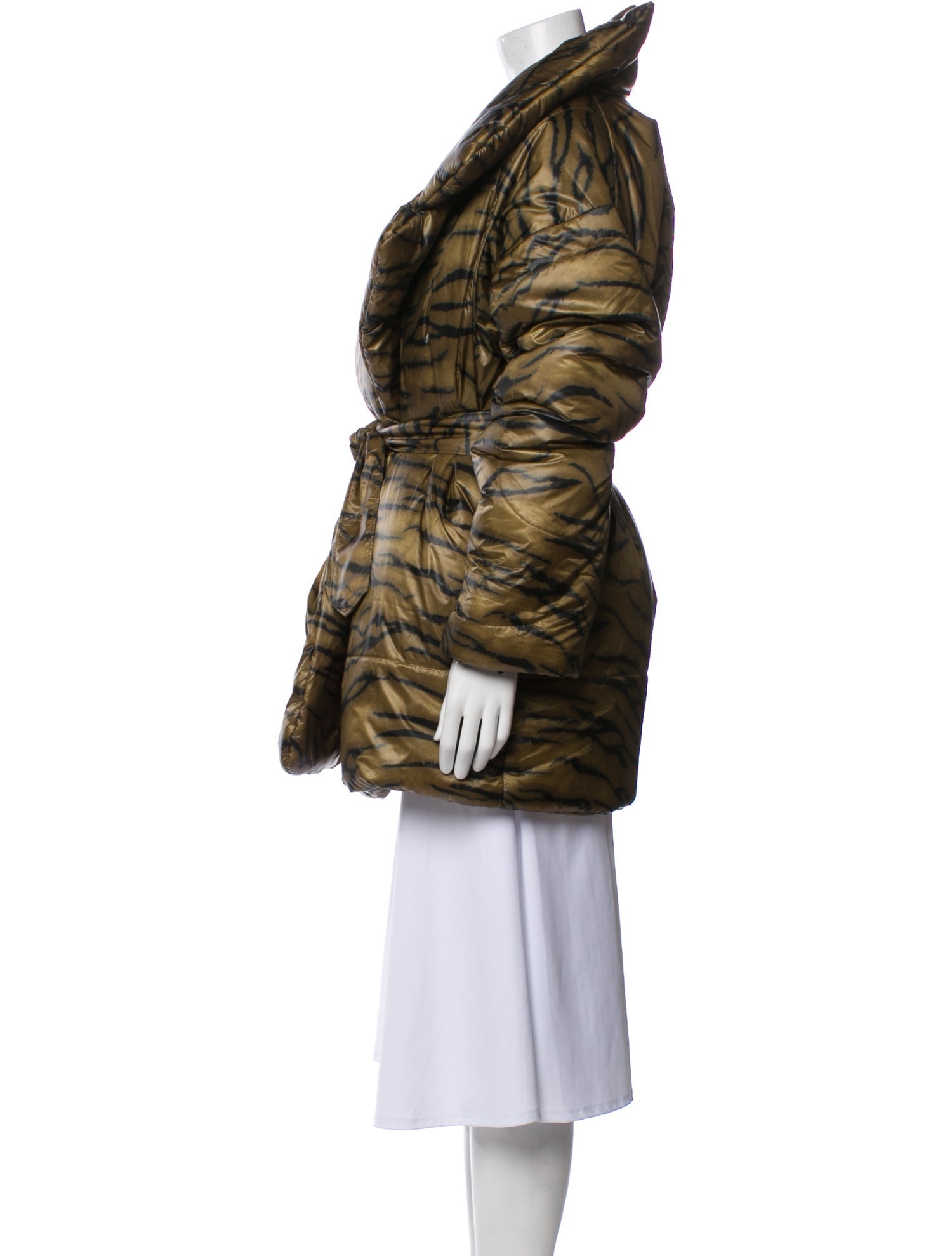 Norma Kamali Nylon Animal Print Puffer Coat