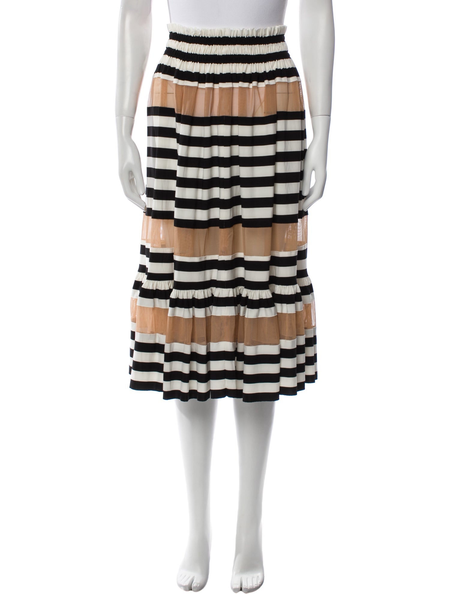 Norma Kamali Striped Knee-Length Skirt