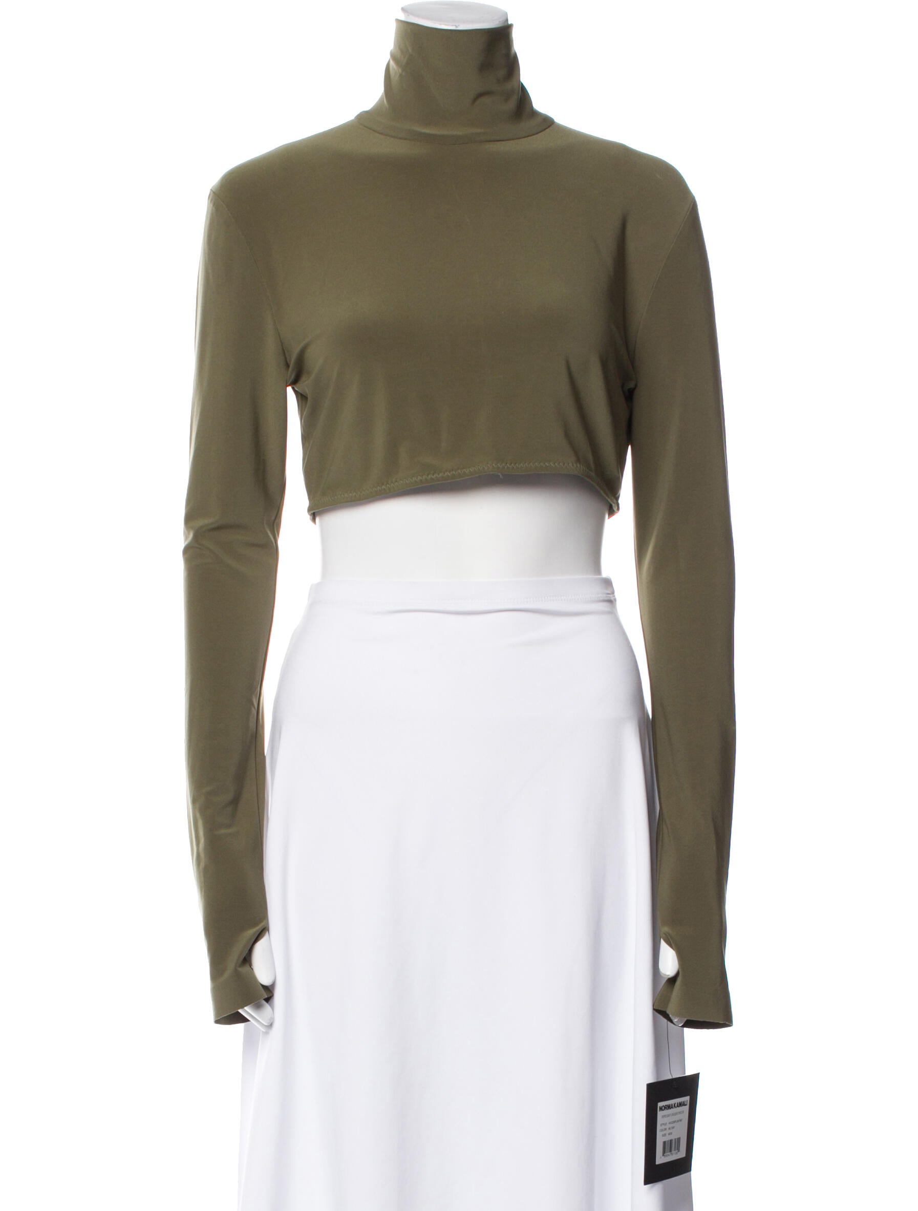 Norma Kamali Turtleneck Long Sleeve Crop Top