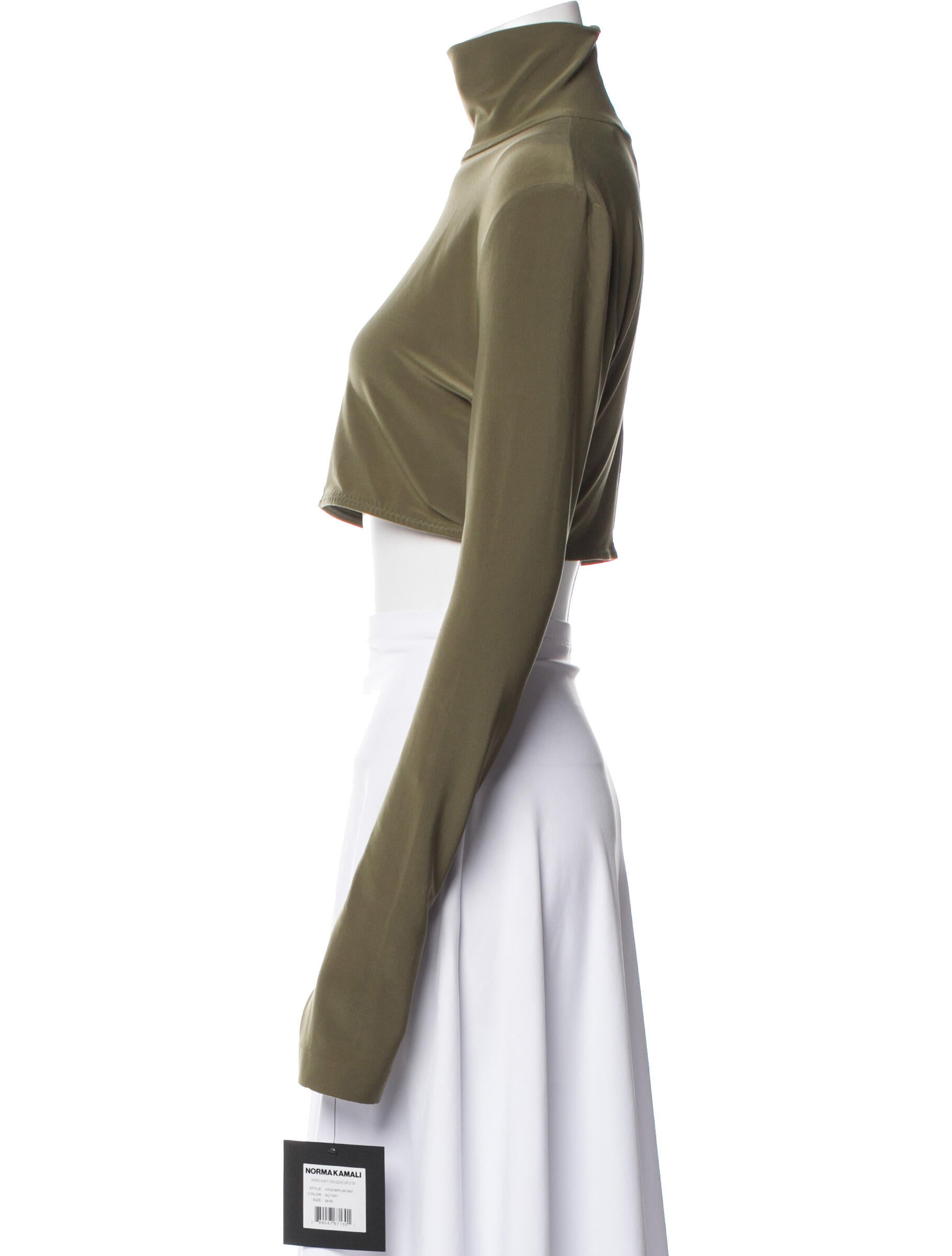 Norma Kamali Turtleneck Long Sleeve Crop Top