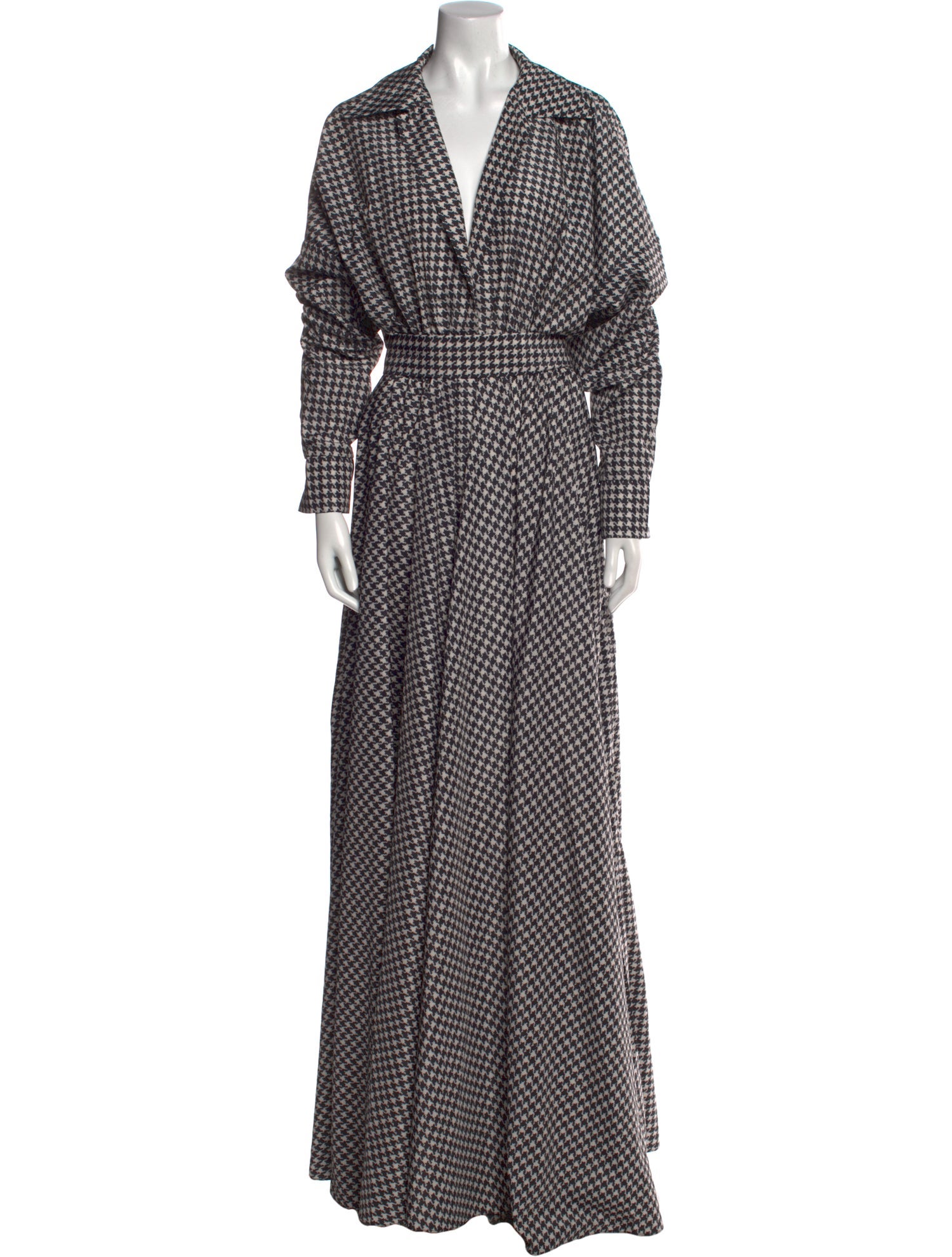 Norma Kamali Houndstooth Print Long Dress