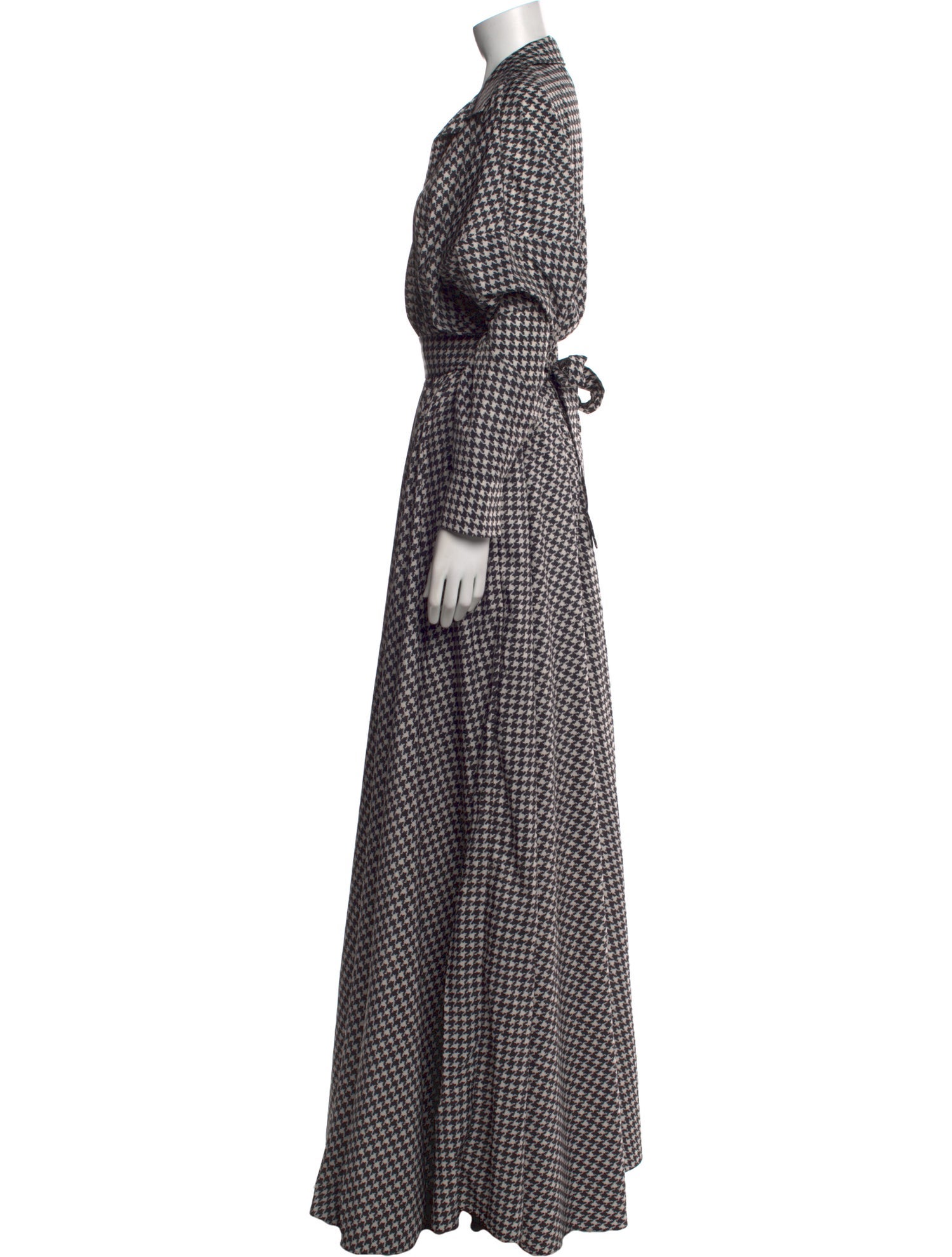 Norma Kamali Houndstooth Print Long Dress