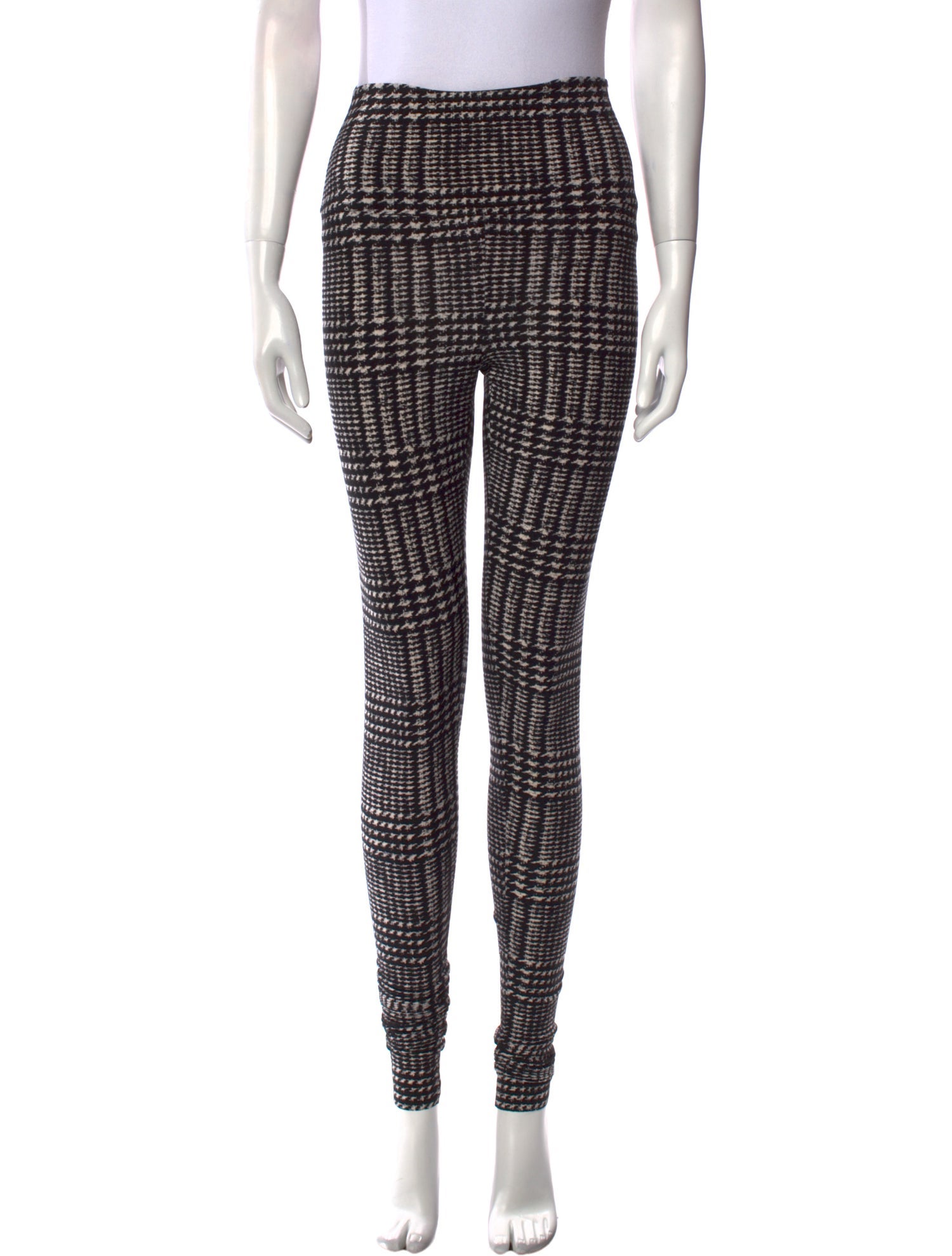 Norma Kamali Plaid Print Skinny Leg Pants