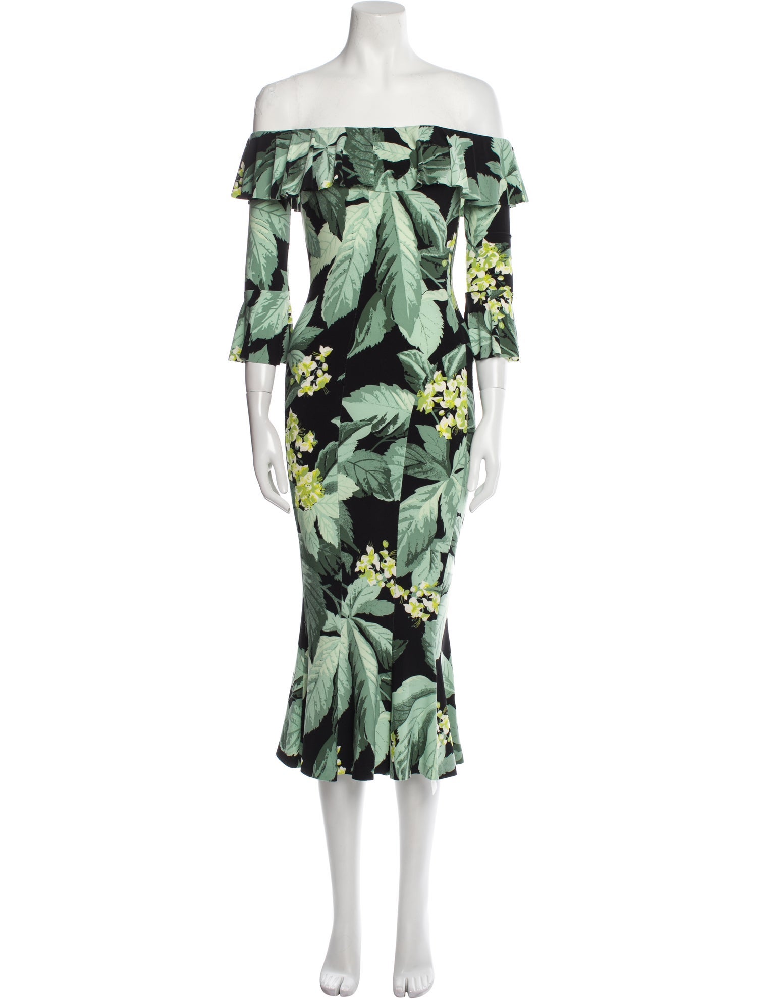 Norma Kamali Floral Print Midi Length Dress
