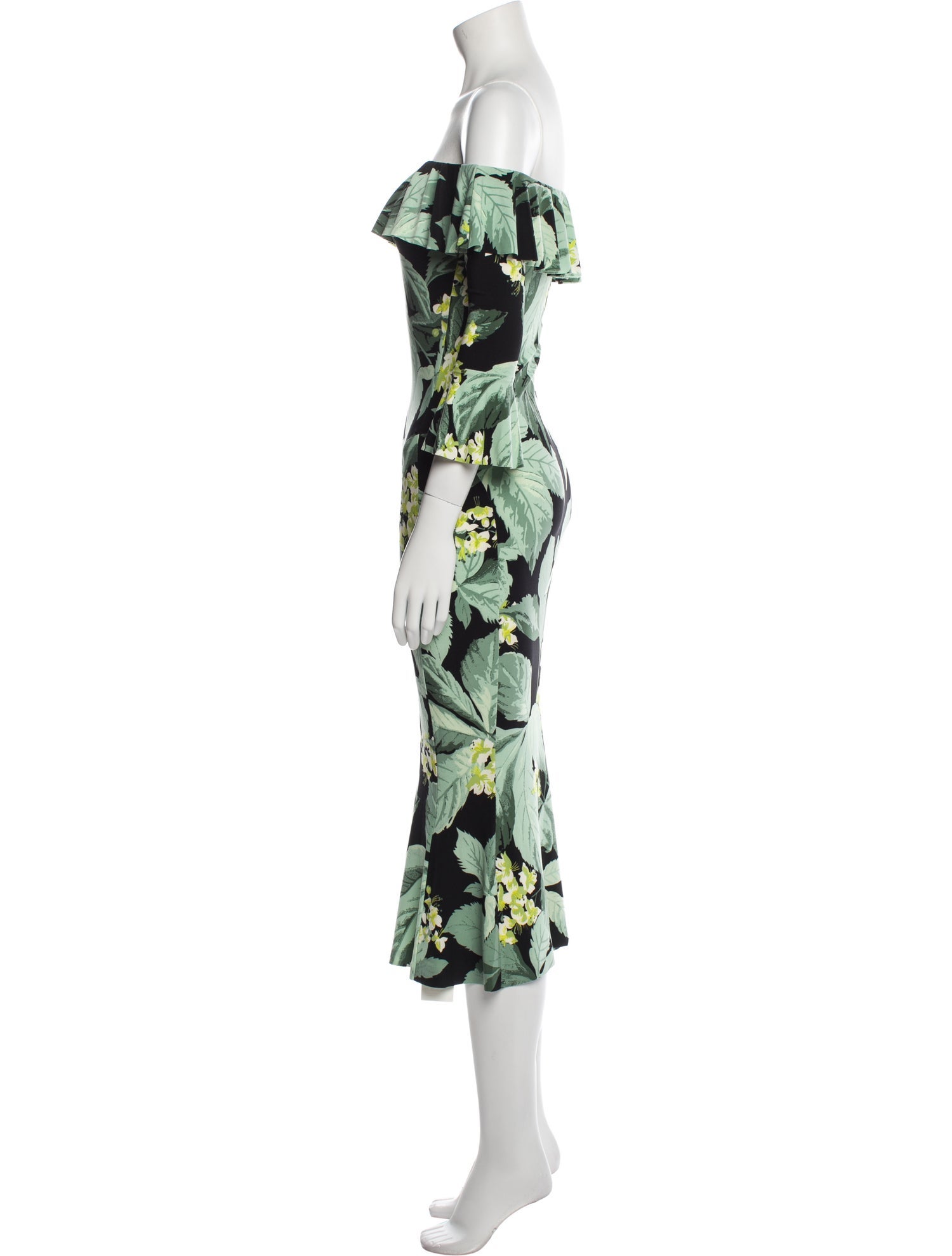 Norma Kamali Floral Print Midi Length Dress