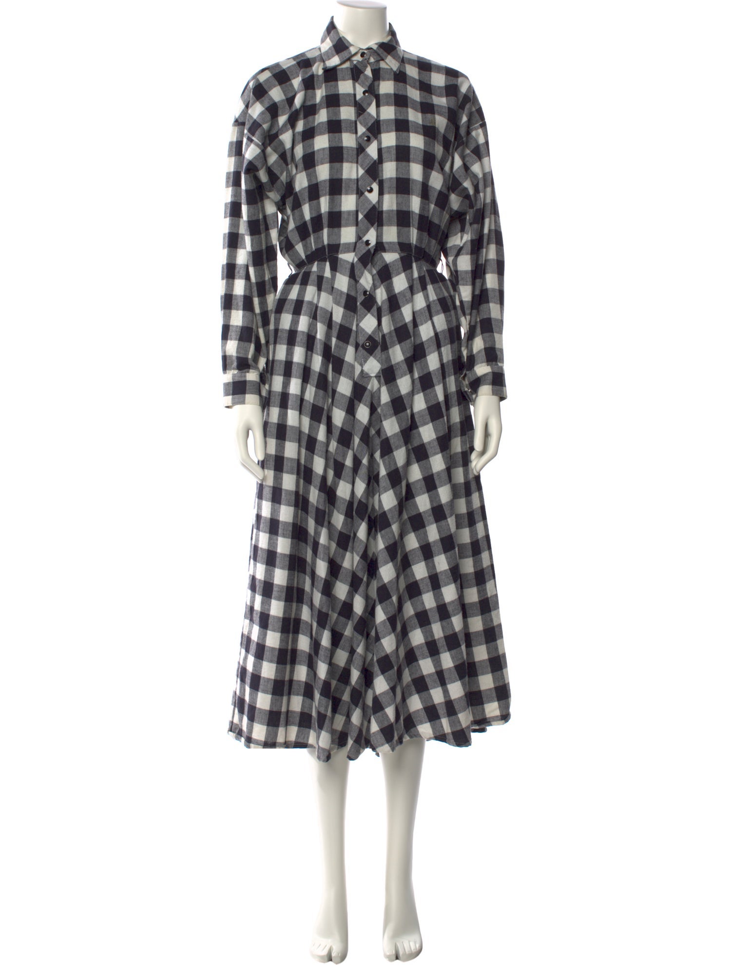 Norma Kamali Plaid Print Long Dress