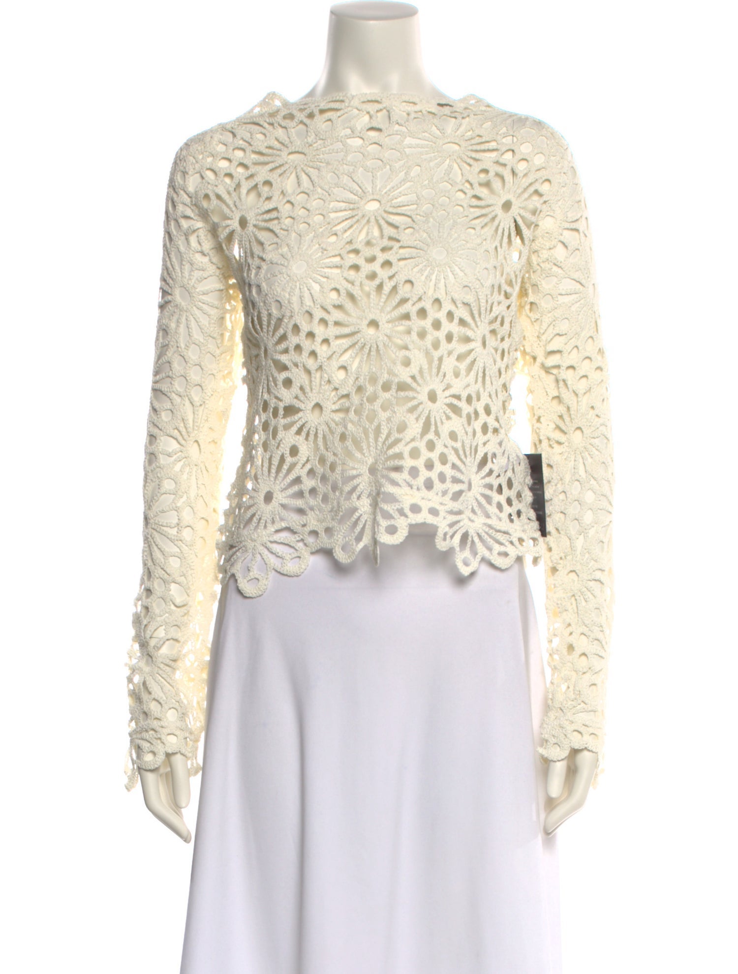 Norma Kamali Lace Pattern Mock Neck Crop Top w/ Tags