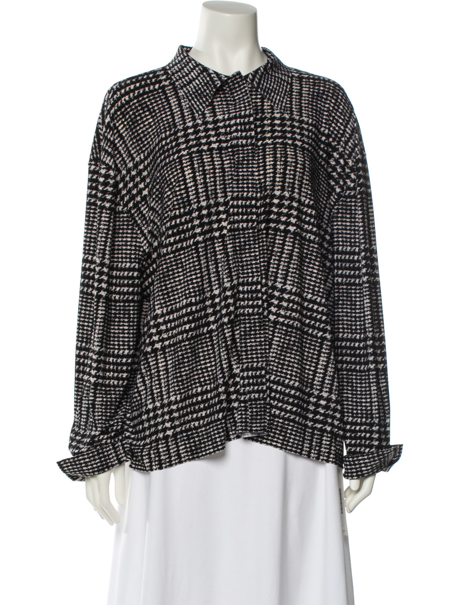 Norma Kamali Printed Long Sleeve Button-Up Top