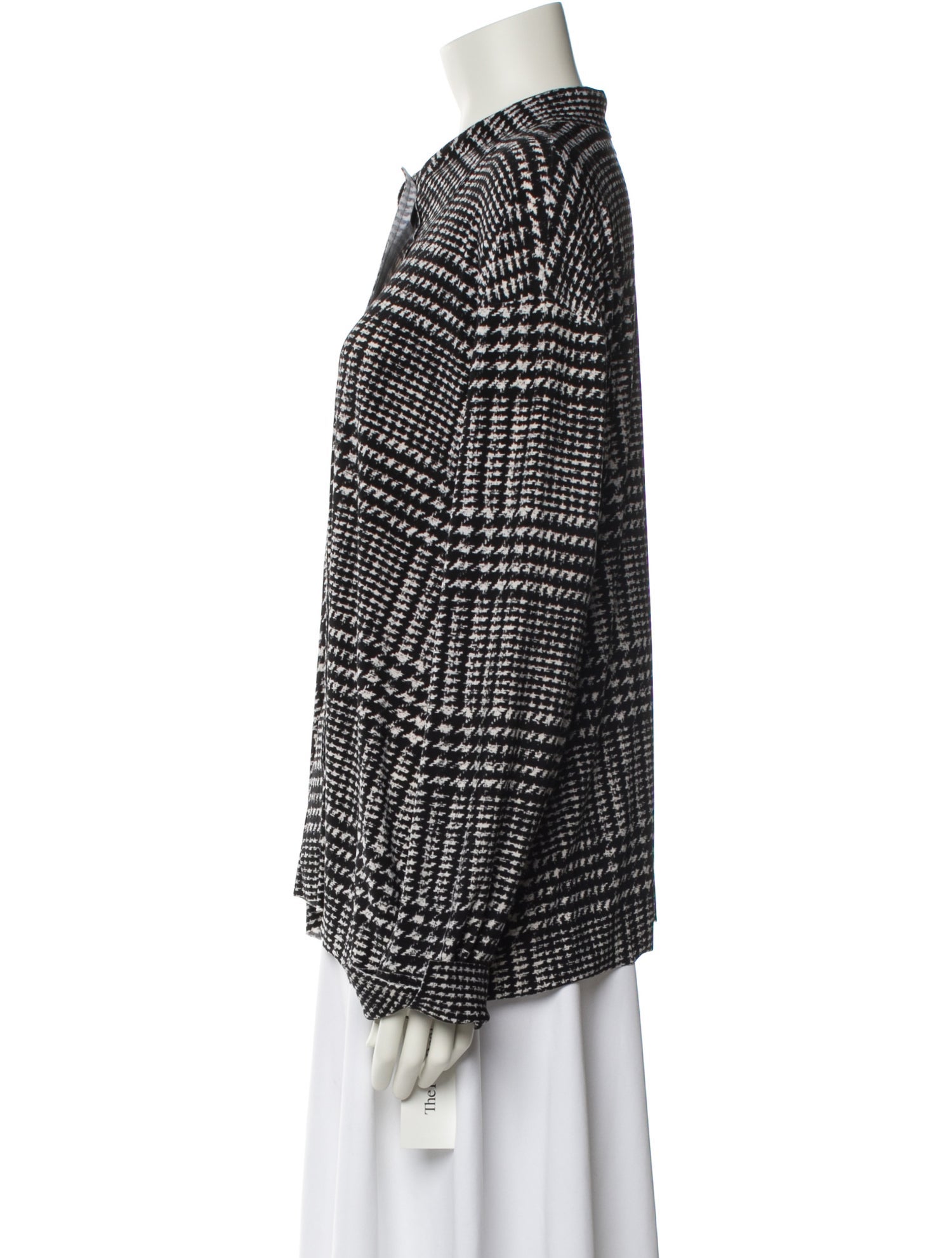 Norma Kamali Printed Long Sleeve Button-Up Top