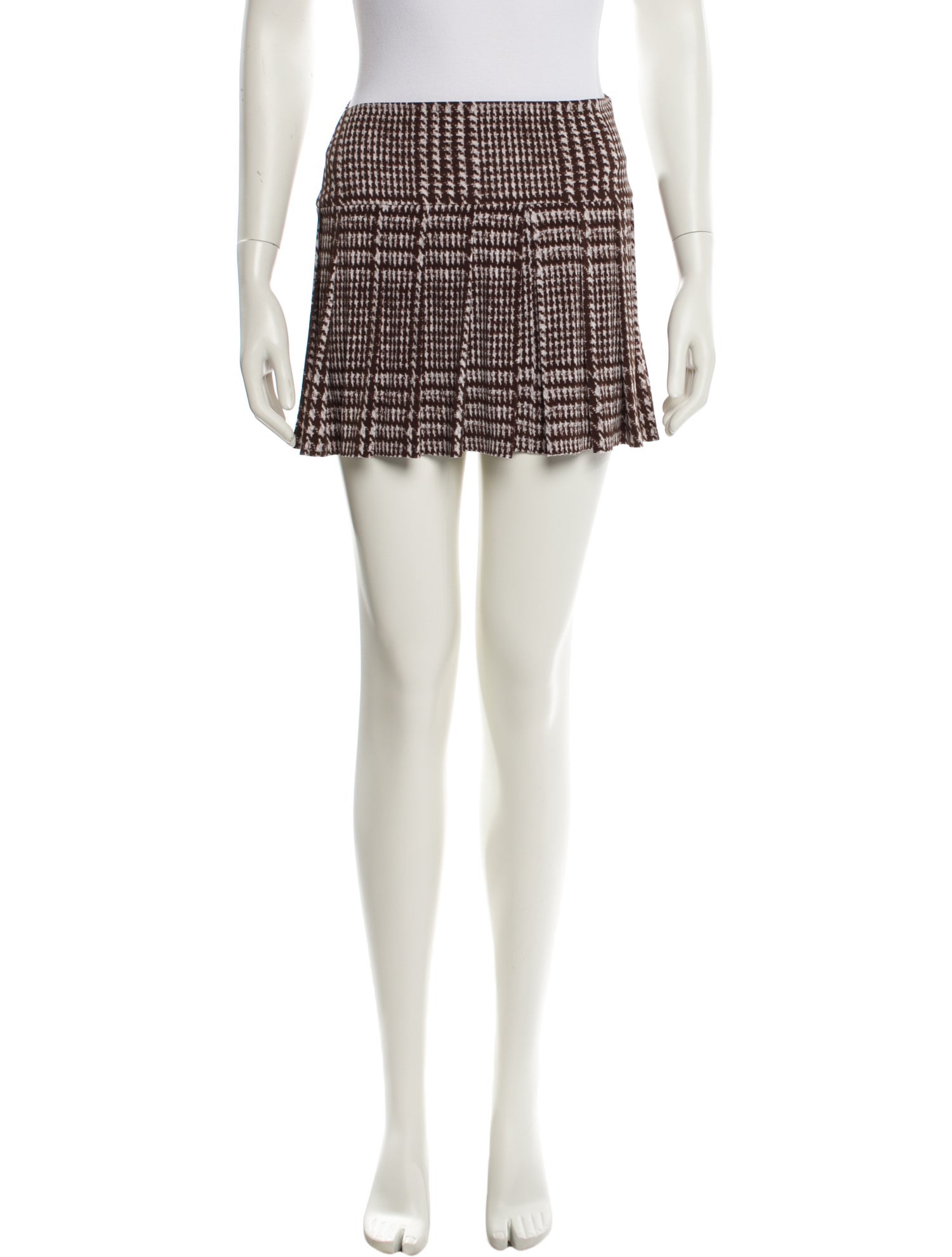 Norma Kamali Plaid Print Mini Skirt
