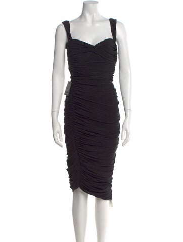 Pre-owned Norma Kamali Square Neckline Midi Length Dress In Black