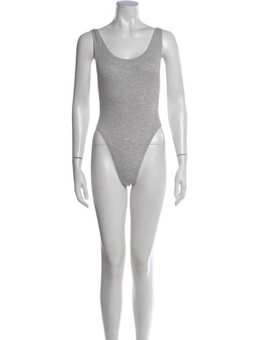 Pre-owned Norma Kamali Scoop Neck Sleeveless Bodysuit In Gray