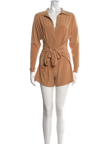 Pre-owned Norma Kamali V-neck Romper In Brown
