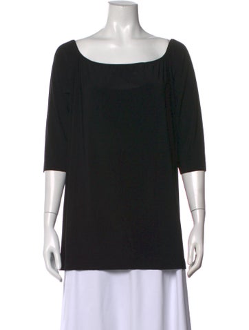 Pre-owned Norma Kamali Square Neckline Three-quarter Sleeve Top In Black