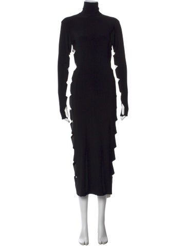Pre-owned Norma Kamali Turtleneck Long Dress In Black