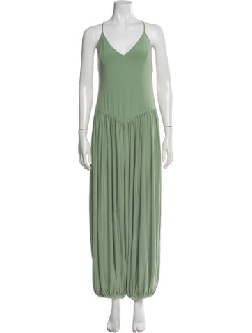 Pre-owned Norma Kamali V-neck Jumpsuit In Green