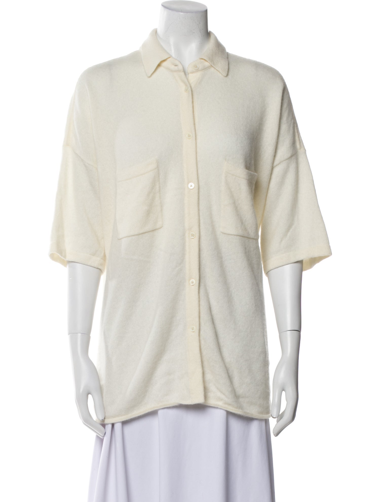 Naked Cashmere Cashmere Short Sleeve Button-Up Top
