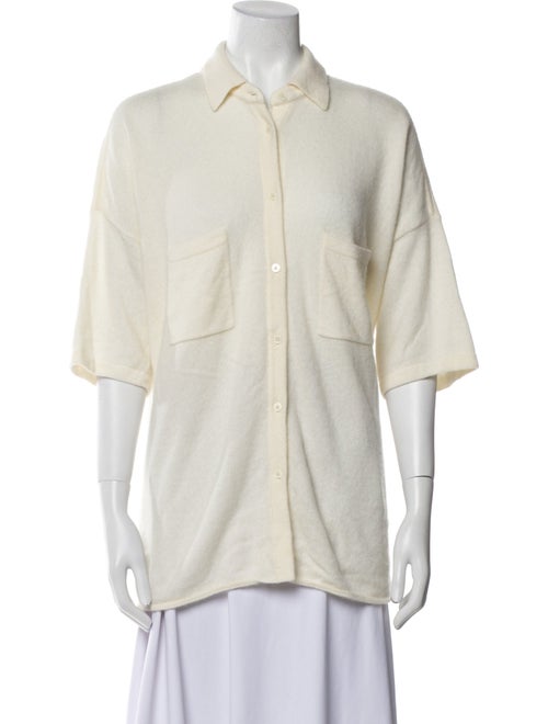 Naked Cashmere Cashmere Short Sleeve Button-Up Top