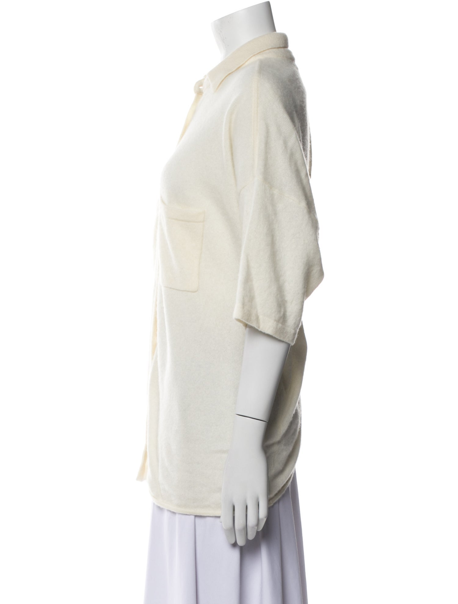 Naked Cashmere Cashmere Short Sleeve Button-Up Top