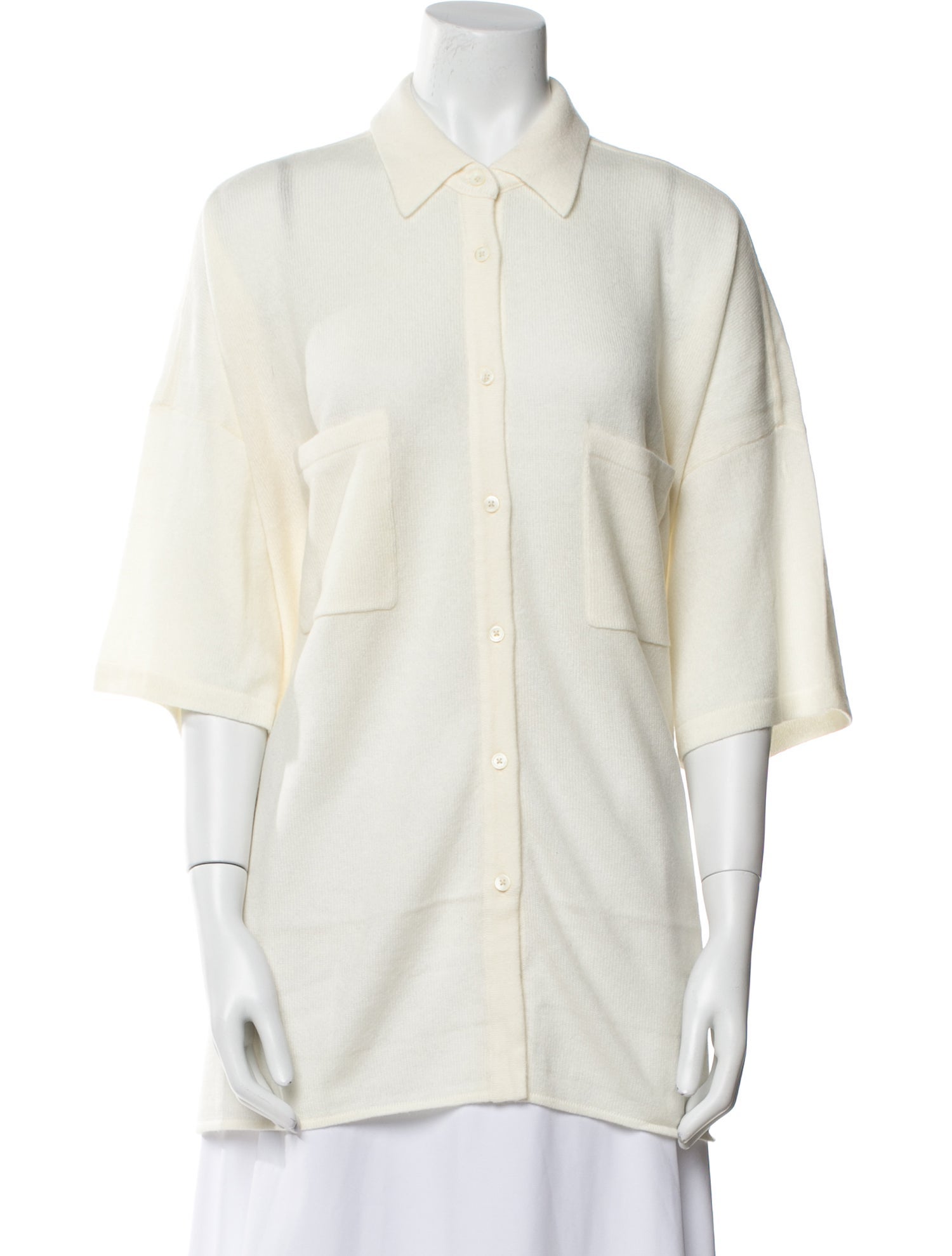 Naked Cashmere Cashmere Three-Quarter Sleeve Button-Up Top w/ Tags