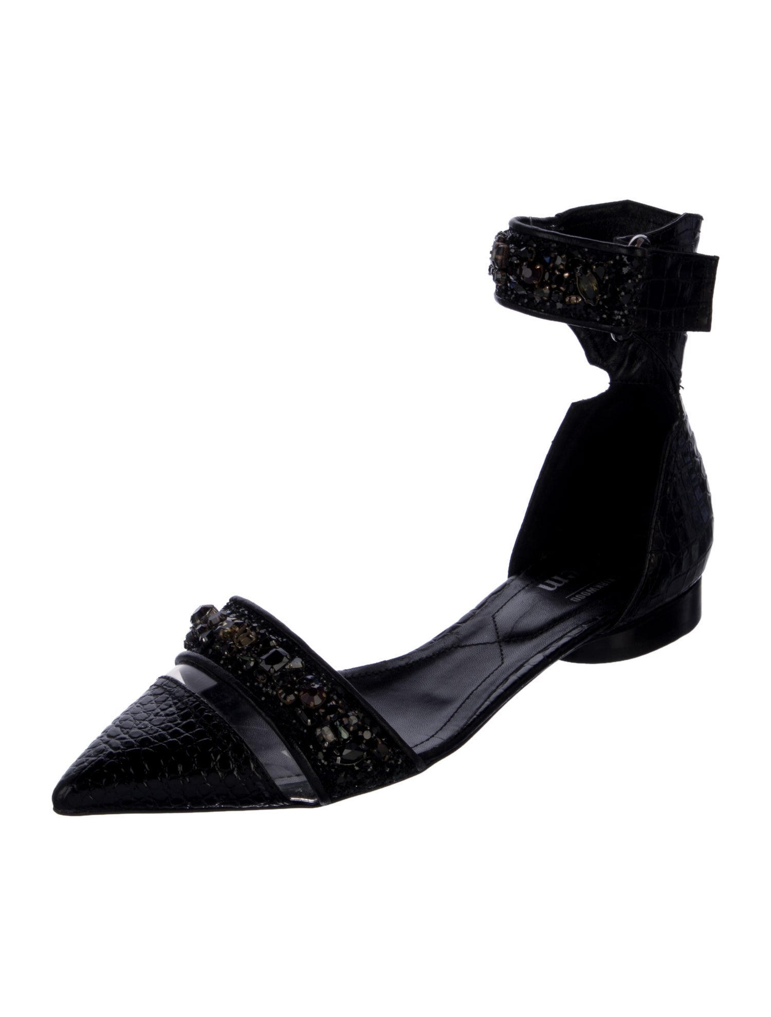 Nicholas Kirkwood x Erdem Leather Crystal Embellishments D'Orsay Flats