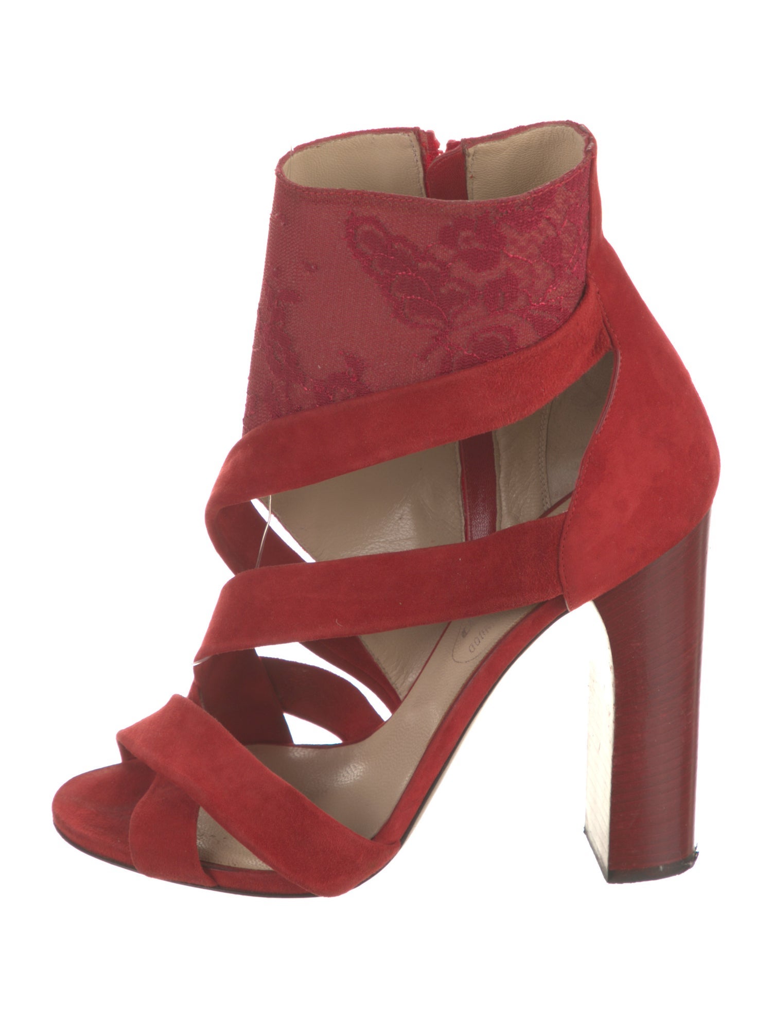 Nicholas Kirkwood x Erdem Suede Lace Trim Embellishment Slingback Sandals