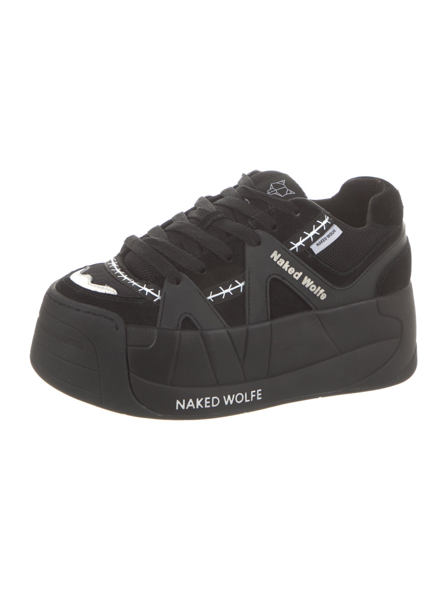 Naked Wolfe Suede Printed Chunky Sneakers - Black Sneakers, Shoes