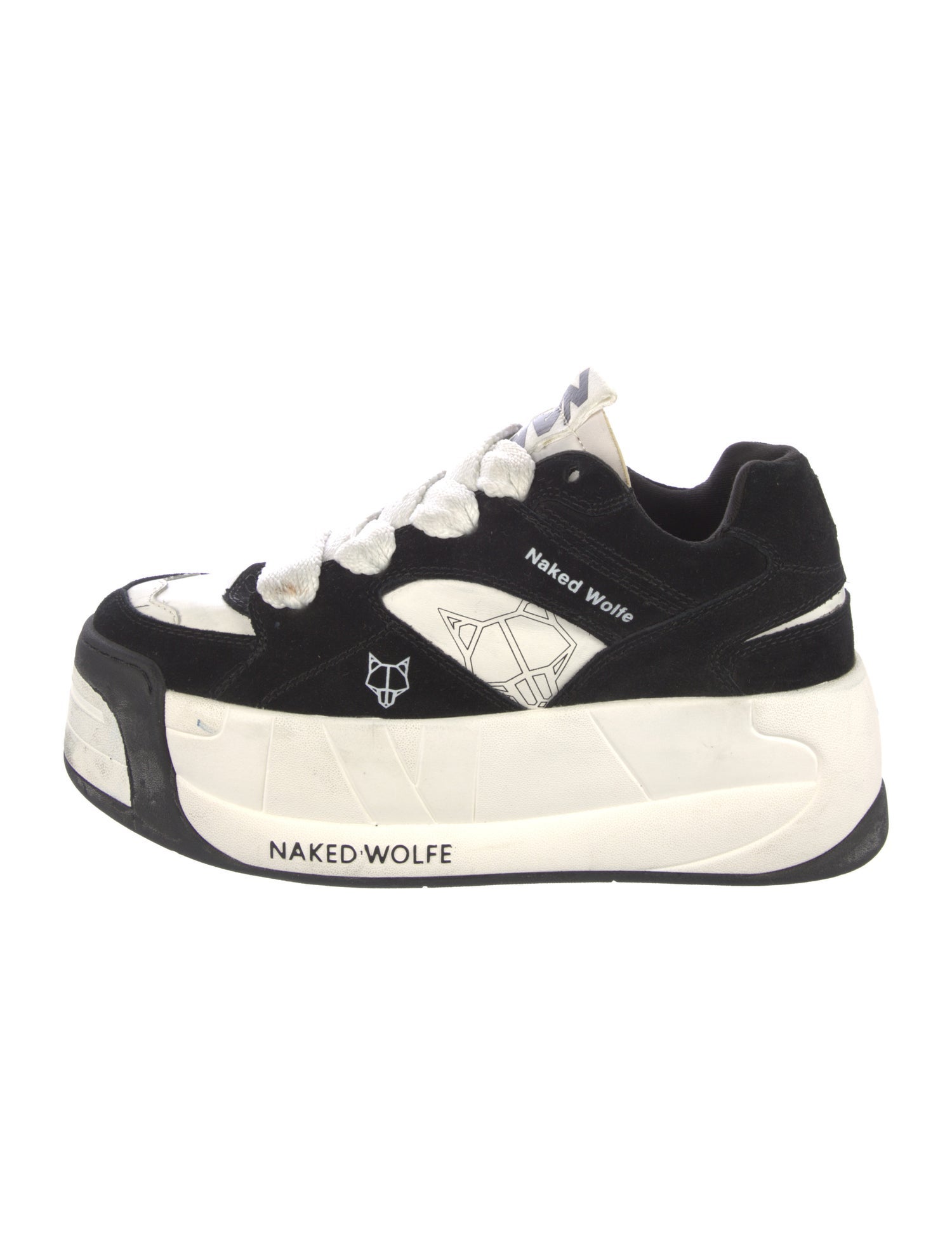 Naked Wolfe Suede Colorblock Pattern Wedge Sneakers
