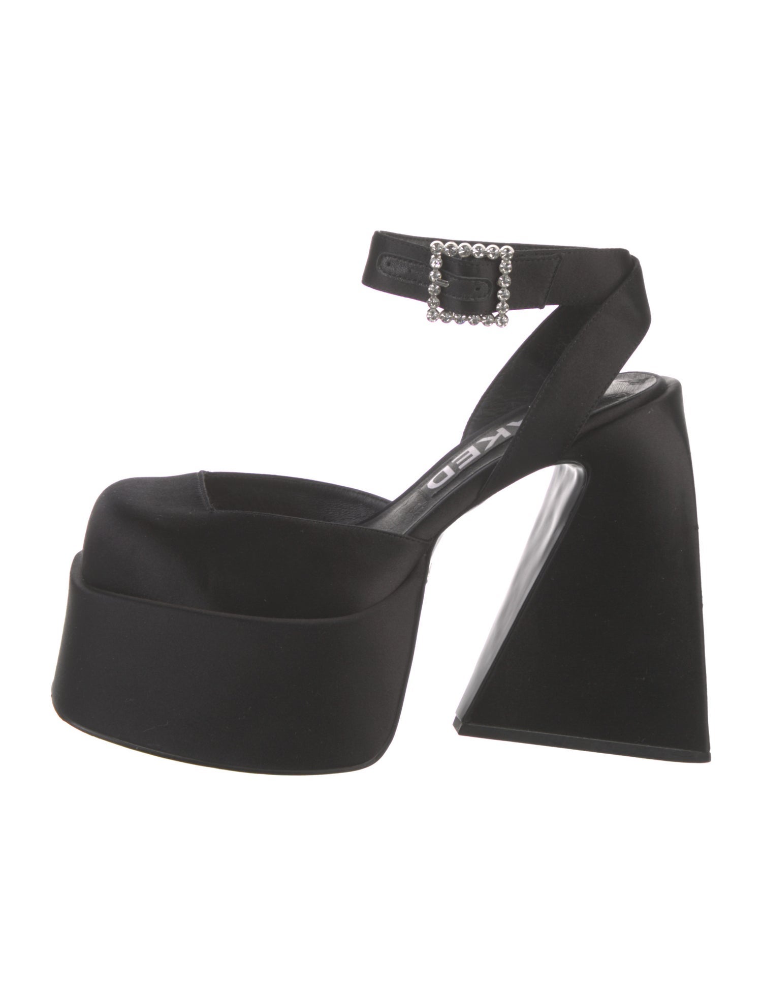 Naked Wolfe Satin Crystal Embellishments Slingback Pumps