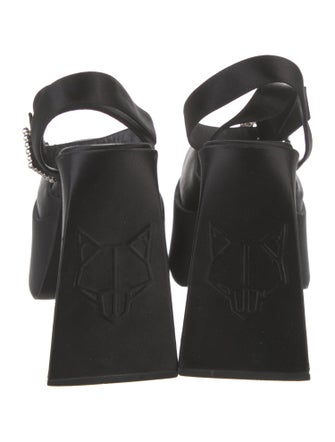 Naked Wolfe Satin Crystal Embellishments Slingback Pumps