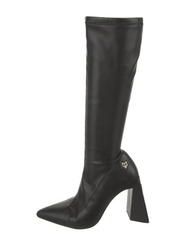 Pre-owned Naked Wolfe Leather Sock Boots In Black