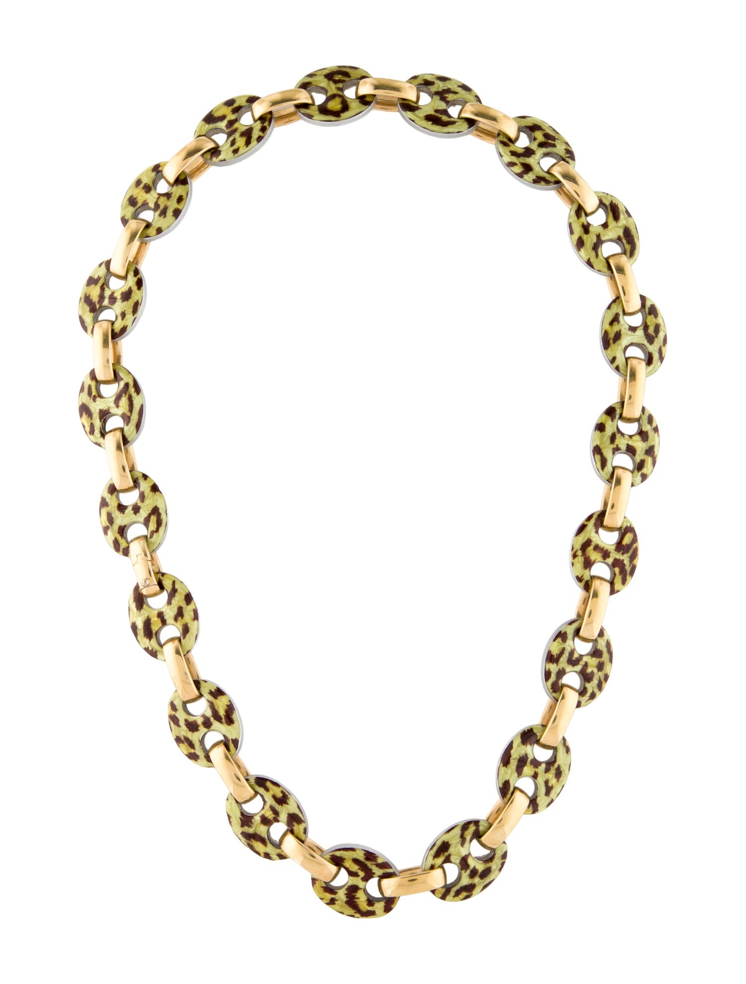 Nicolis Cola Nardi 18K Leopard Enamel Chain Link Necklace